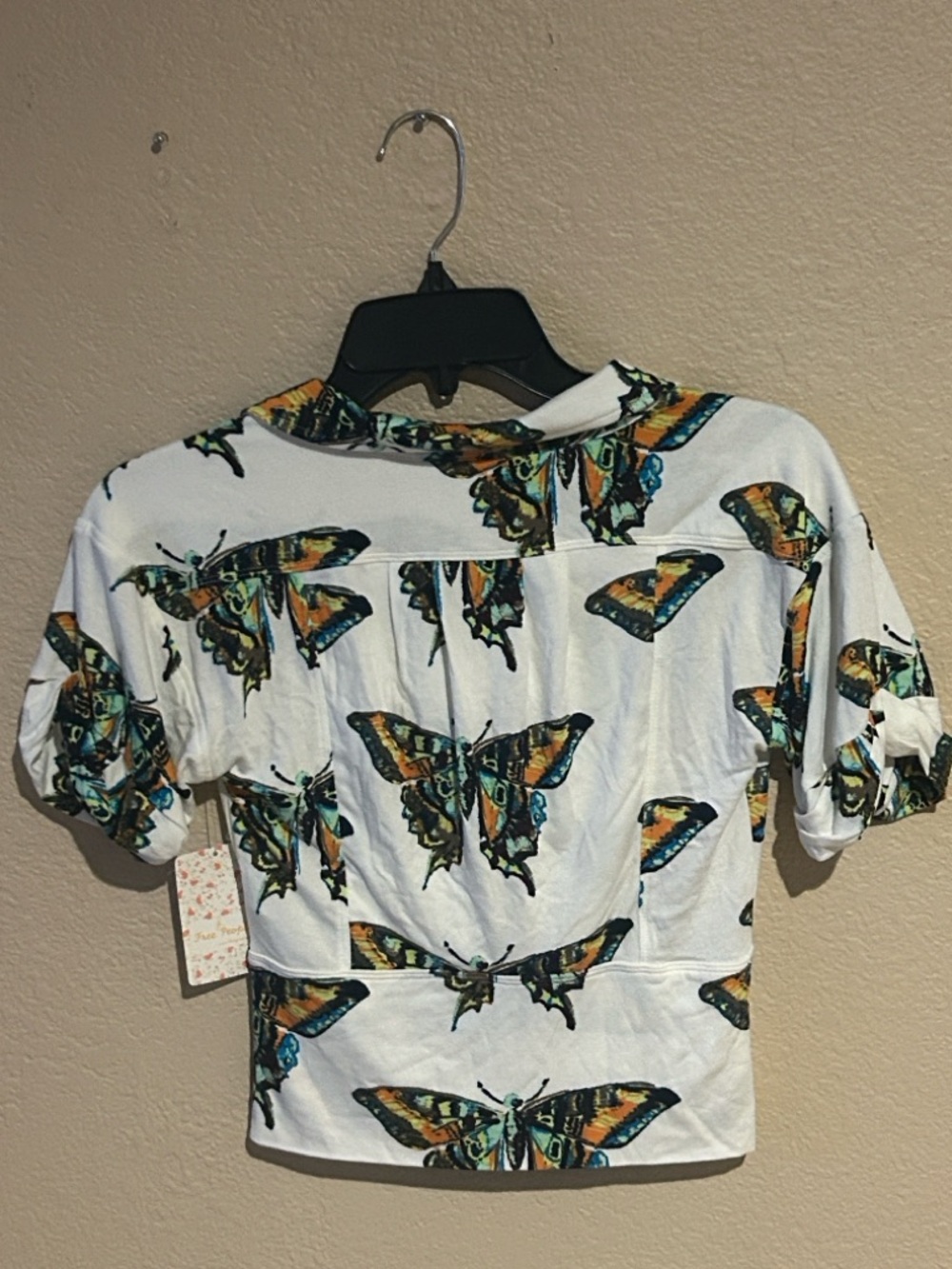 Free People Butterfly Print Tie Front Top NWT Size Small - Picture 3 of 5